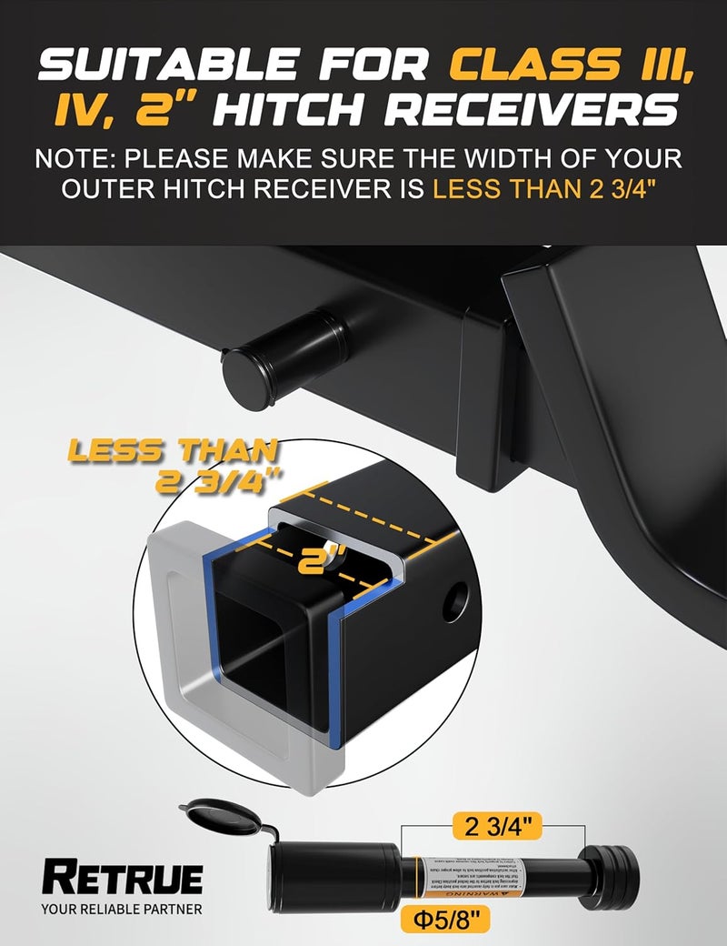 RETRUE Trailer Hitch Receiver Pin Lock, Suitable for 2 Inch Receiver, 5/8" Dia Hitch Lock for Securely Locking Trailer Hitch with Two Keys, Black - Image 2